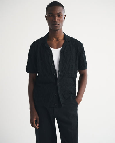 Diamond Stitch Button-Through Sweater Polo
