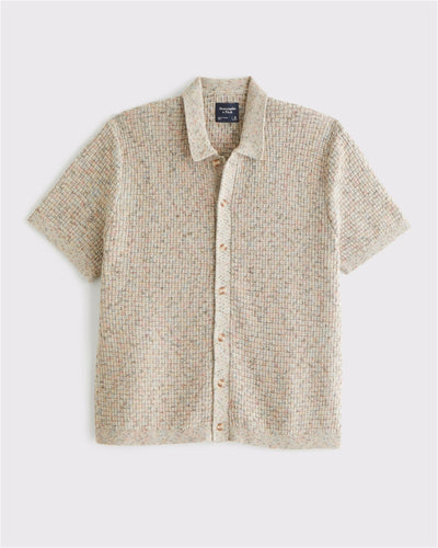 100% Cotton Space-Dye Button-Through Sweater Polo