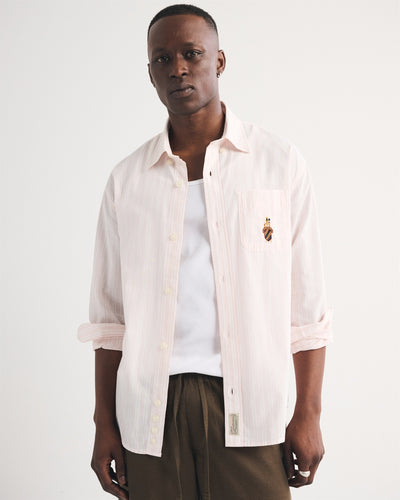 Striped Logo Button-Up Shirt