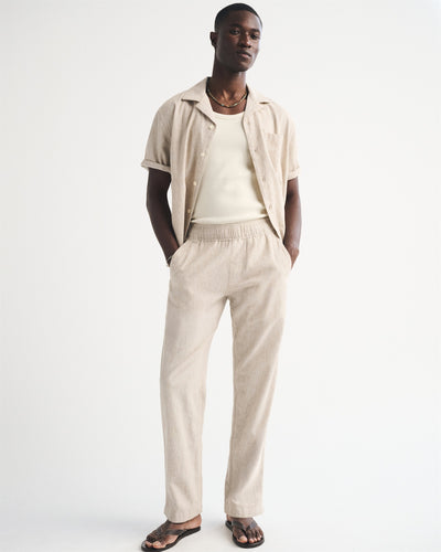 Linen-Blend Relaxed Straight Pull-On Pant