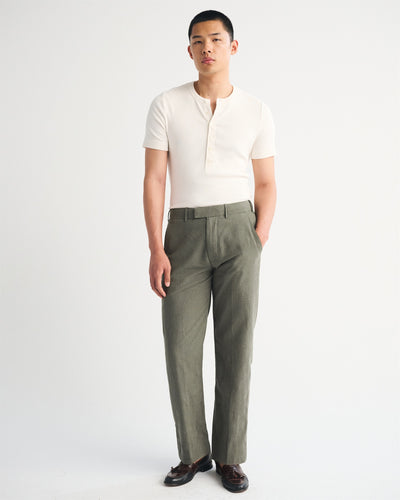 The A&F Collins Relaxed Straight Linen-Blend Suit Pant