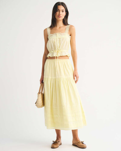 Lace-Trim Cinched Button-Through Cami