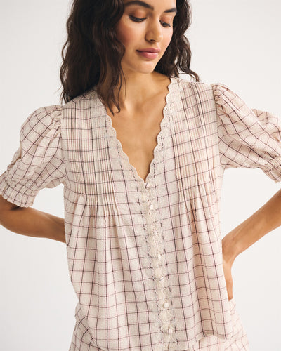 Puff-Sleeve Pintuck Blouse