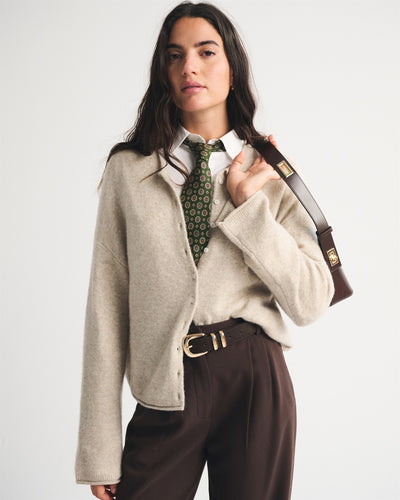 Merino Wool-Blend Roll Neck Cardigan