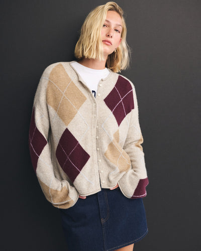 Merino Wool-Blend Roll Neck Cardigan