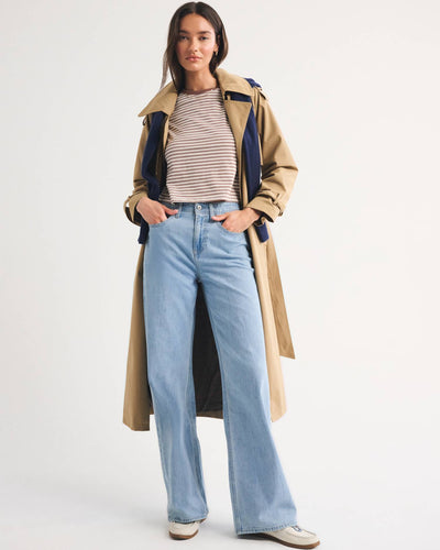 Linen-Blend High Rise Wide Leg Jean
