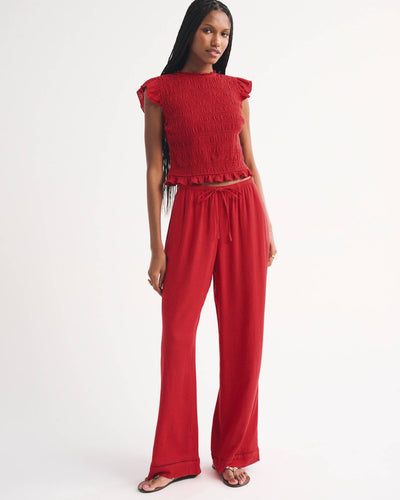 Linen-Blend Pull-On Pant