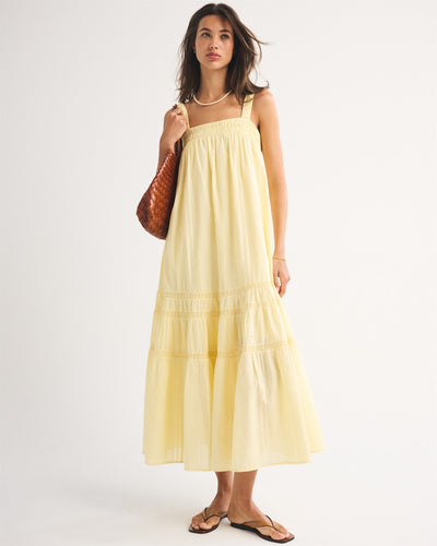 100% Cotton Tiered Flowy Maxi Dress