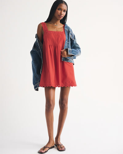 Lace-Trim Easy Mini Dress